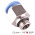 Pu Fitting Str. Stud W/o-ring 12mm-1/4' M